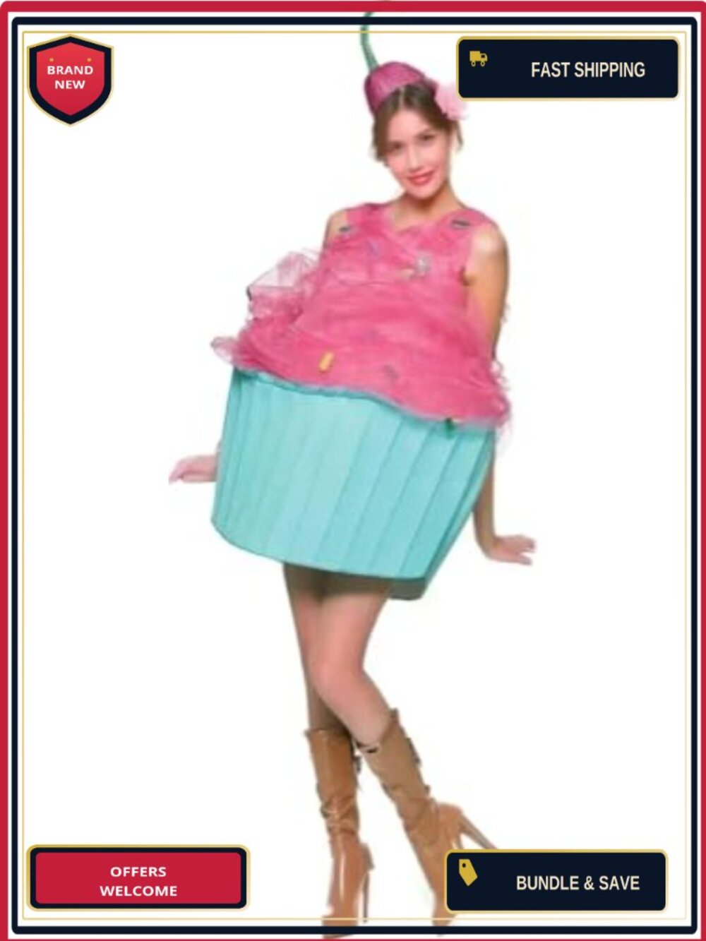 Cupcake Costume Dress with Headband Sleeveless Tutu Cosplay